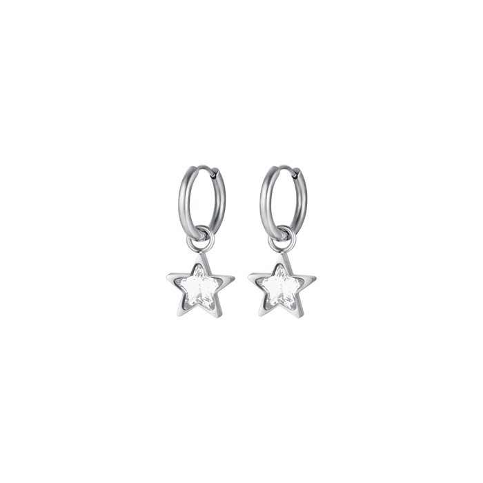 ORECCHINI DONNA IN ACCIAIO CON STELLE PUNTI LUCE BIANCHI