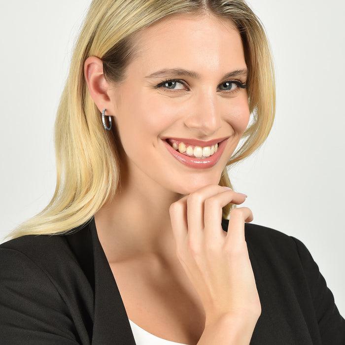 ORECCHINI DONNA IN ACCIAIO CON CRISTALLI BIANCHI
