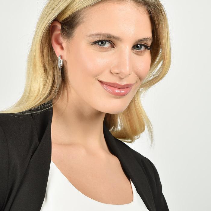 ORECCHINI DONNA IN ACCIAIO CON CRISTALLI BIANCHI