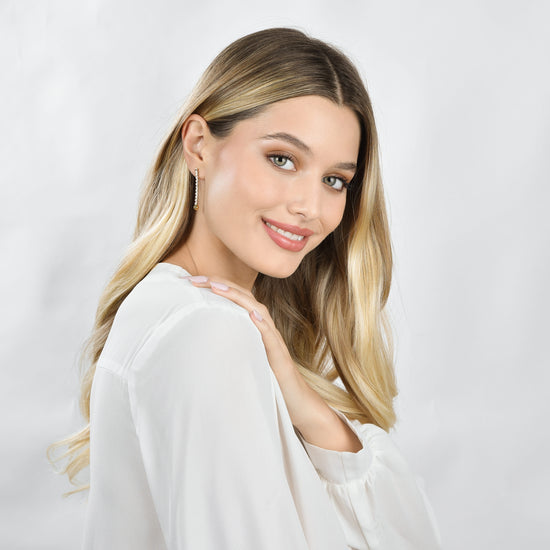 ORECCHINI DONNA IN ACCIAIO IP GOLD CON CRISTALLI BIANCHI E SFERE