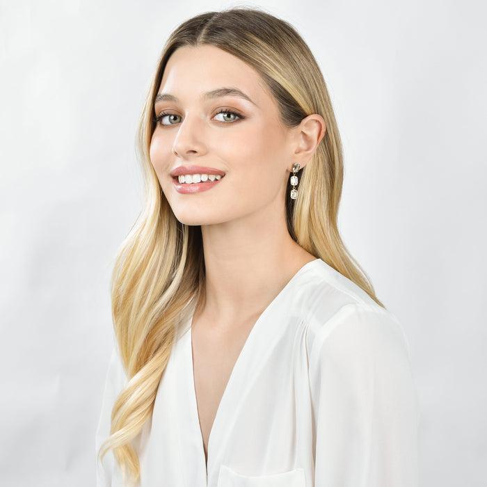 ORECCHINI DONNA IN ACCIAIO IP GOLD CON CRISTALLI BIANCHI