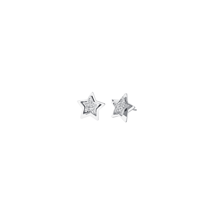 WOMEN'S STEEL EARRINGS STARS WITH WHITE CRYSTALS