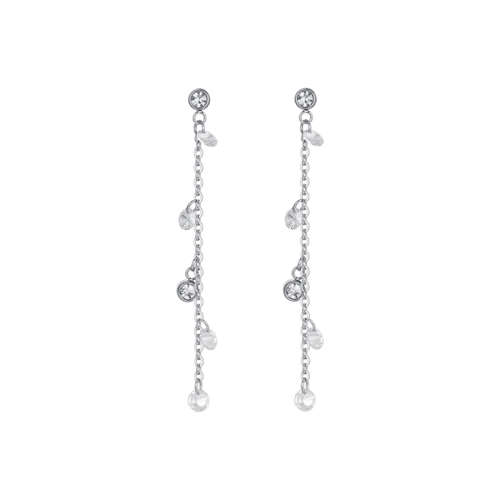 WOMEN'S EARRINGS IN STEEL WITH WHITE CRYSTALS