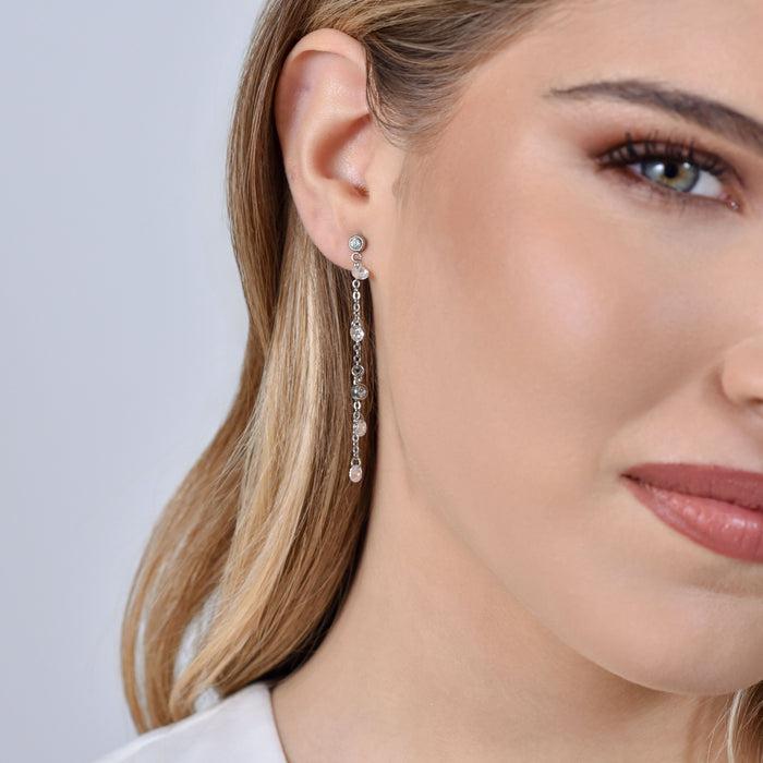 WOMEN'S EARRINGS IN STEEL WITH WHITE CRYSTALS