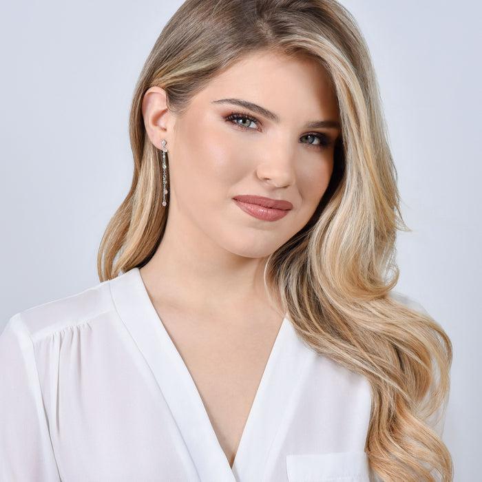 WOMEN'S EARRINGS IN STEEL WITH WHITE CRYSTALS