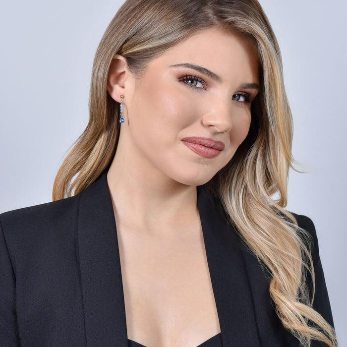 WOMEN'S EARRINGS IN STEEL WITH BLUE AGATE