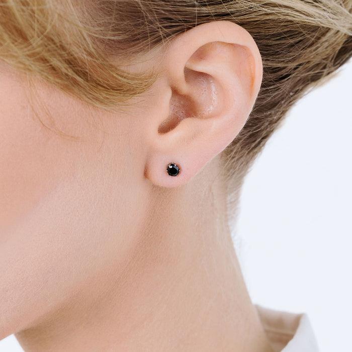 LIGHT POINT EARRINGS IN STEEL WITH BLACK CRYSTAL