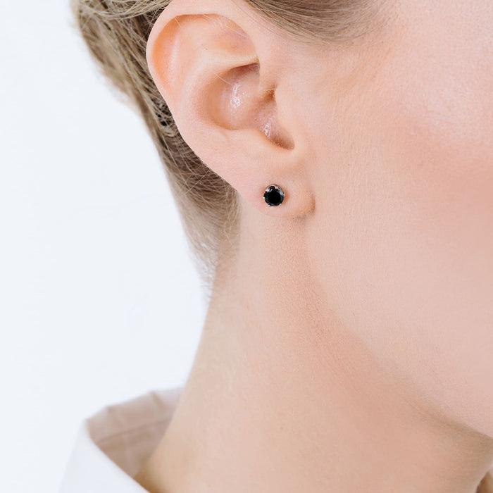 LIGHT POINT EARRINGS IN STEEL WITH BLACK CRYSTAL