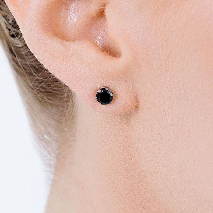LIGHT POINT EARRINGS IN STEEL WITH BLACK CRYSTAL
