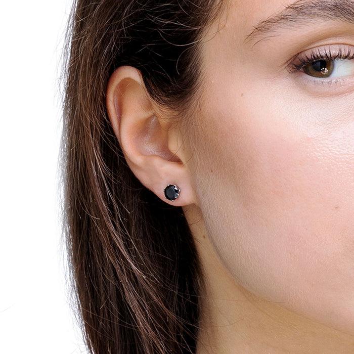 LIGHT POINT EARRINGS IN STEEL WITH BLACK CRYSTAL