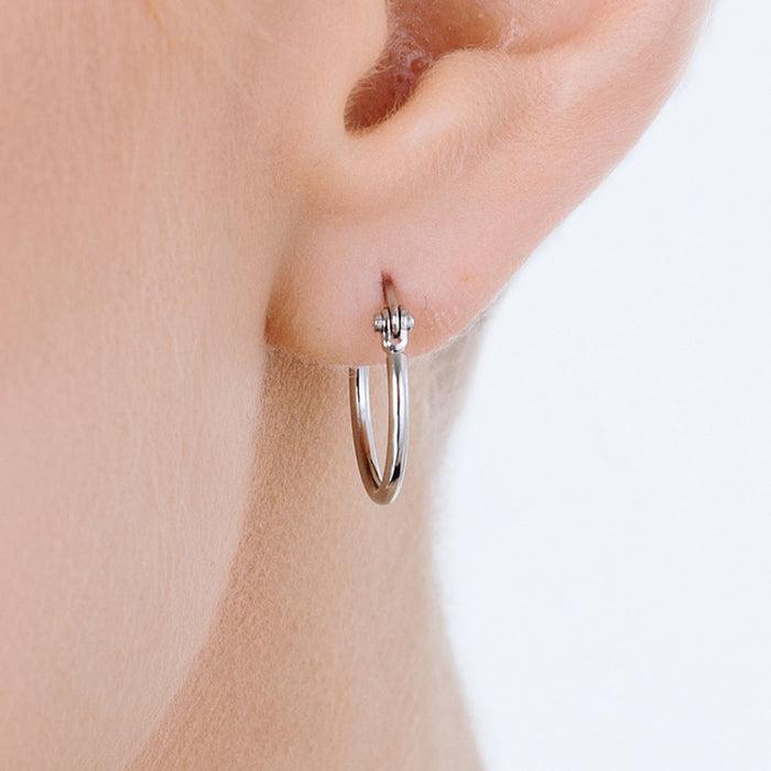 BOUCLES D'OREILLES CRÉOLES FEMME EN ACIER DIAMÈTRE 13 MM