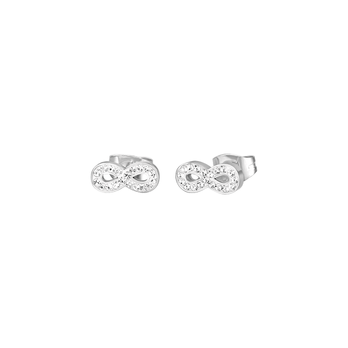 BOUCLES D'OREILLES FEMME EN ACIER AVEC INFINI ET CRISTAUX
