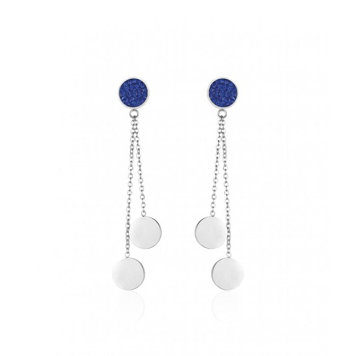 Boucles d'oreilles créoles en strass bleu