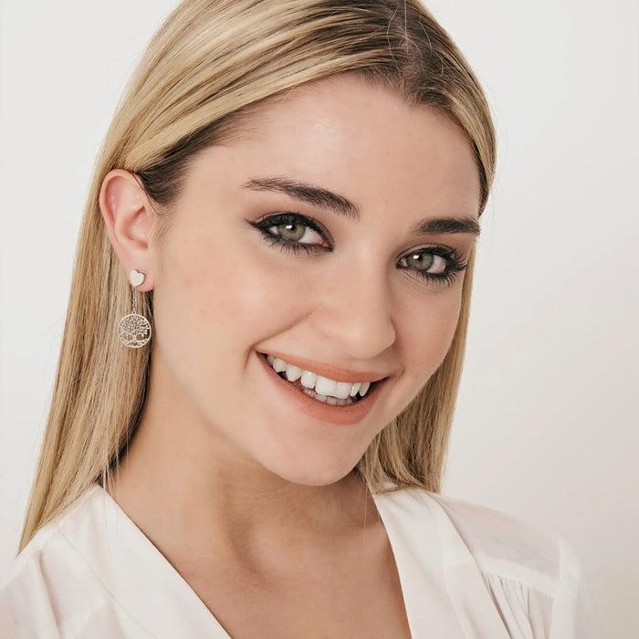 BOUCLES D'OREILLES FEMME EN ACIER AVEC ARBRE DE VIE