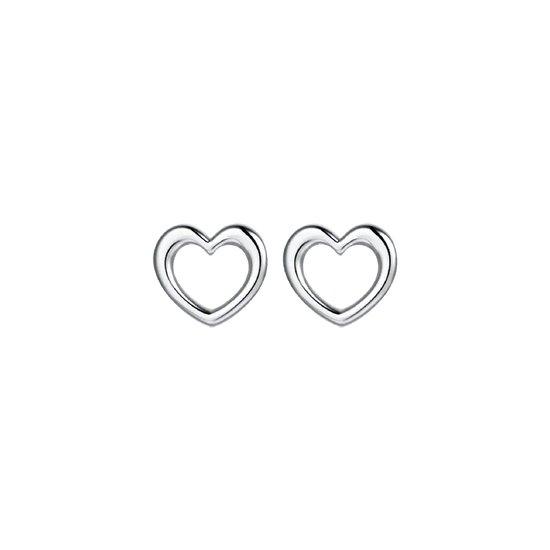 BOUCLES D'OREILLES FEMME EN ACIER AVEC COEURS ET CRISTAUX BLANCS