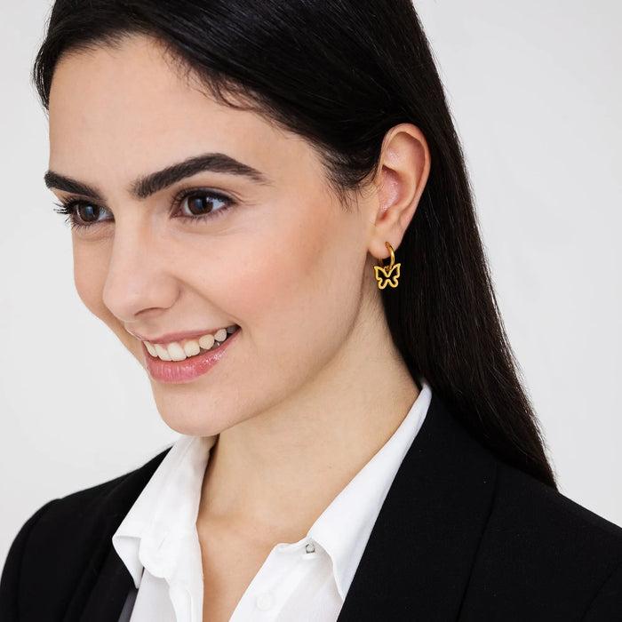 ORECCHINI DONNA IN ACCIAIO IP GOLD CON FARFALLA