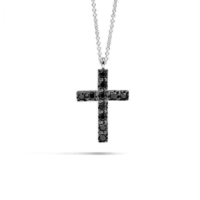 FACE CUBE CROSS BR BLACK 0.28 NECKLACE