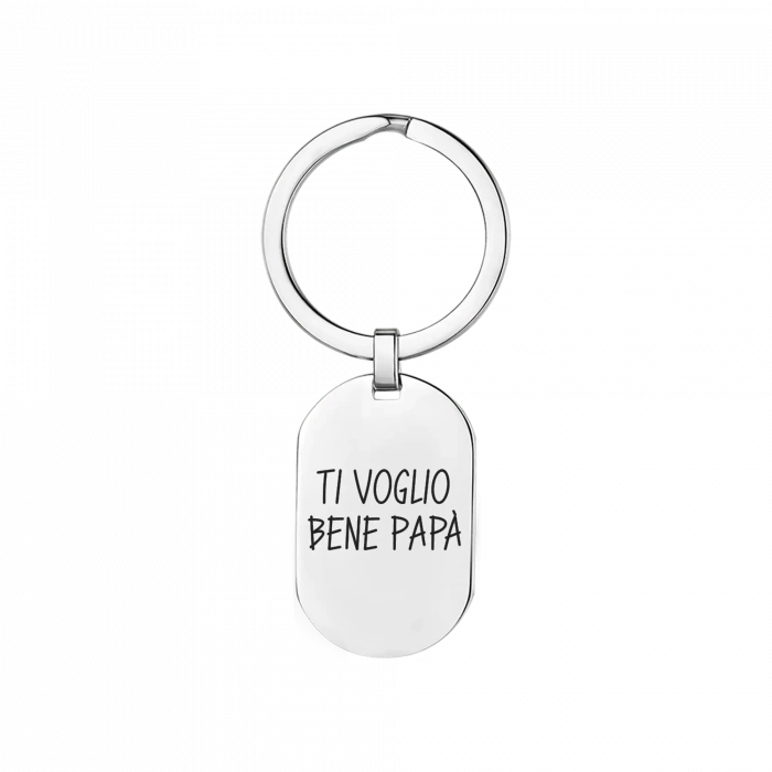 MEN'S KEY RING IN STEEL WITH BLACK ENAMEL "I LOVE YOU DAD"