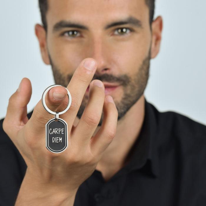 CARPE DIEM STEEL KEY RING FOR MEN