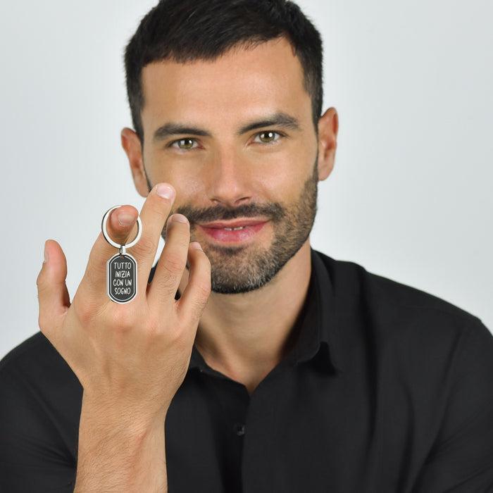 MEN'S STEEL KEY RING EVERYTHING STARTS WITH A DREAM
