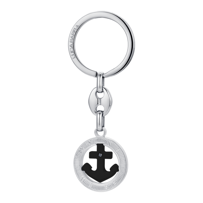 MEN'S KEY RING IN STEEL ANCHOR IP BLACK