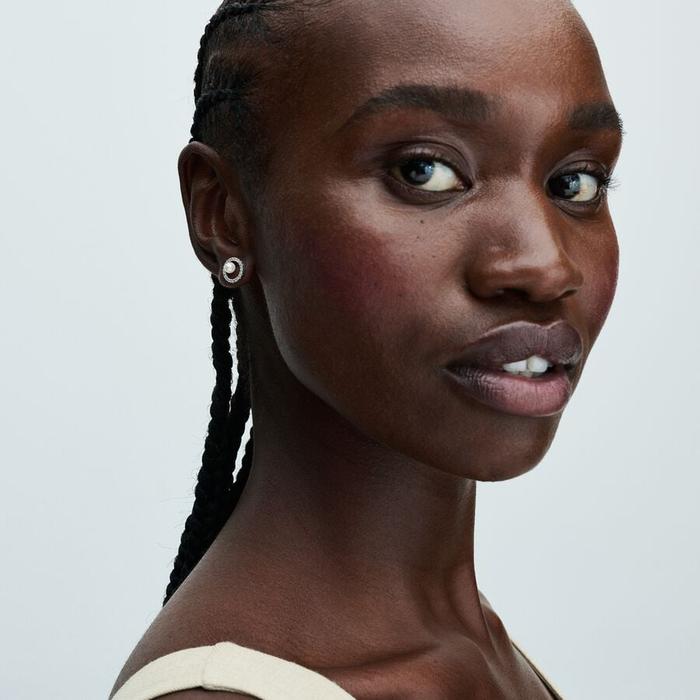 Boucles d'oreilles en perles de culture d'eau douce et pavé
