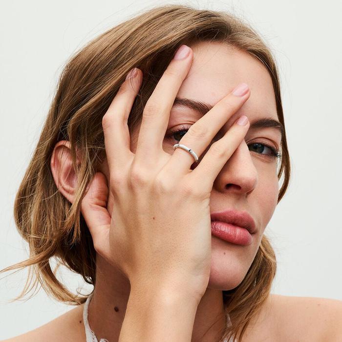Bague Pandora ME en émail blanc avec pierres brillantes