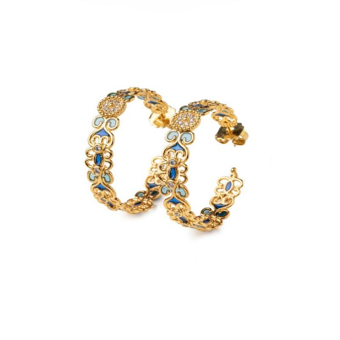 Small Blue Rosette Lapilli Earrings