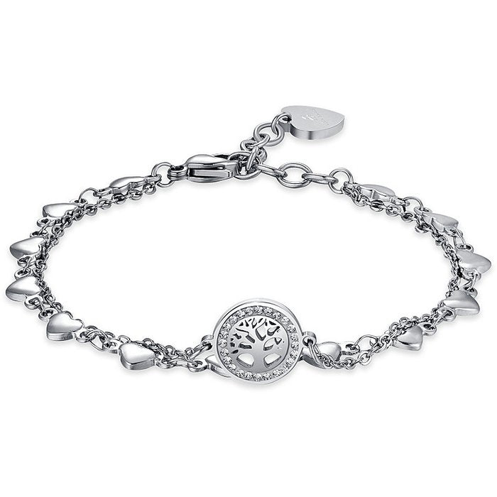 WOMEN'S STEEL BRACELET WITH TREE OF LIFE WITH WHITE CRYSTALS