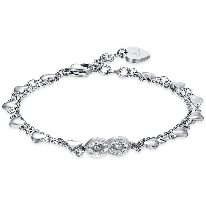 WOMEN'S STEEL BRACELET WITH INFINITY WITH WHITE CRYSTALS