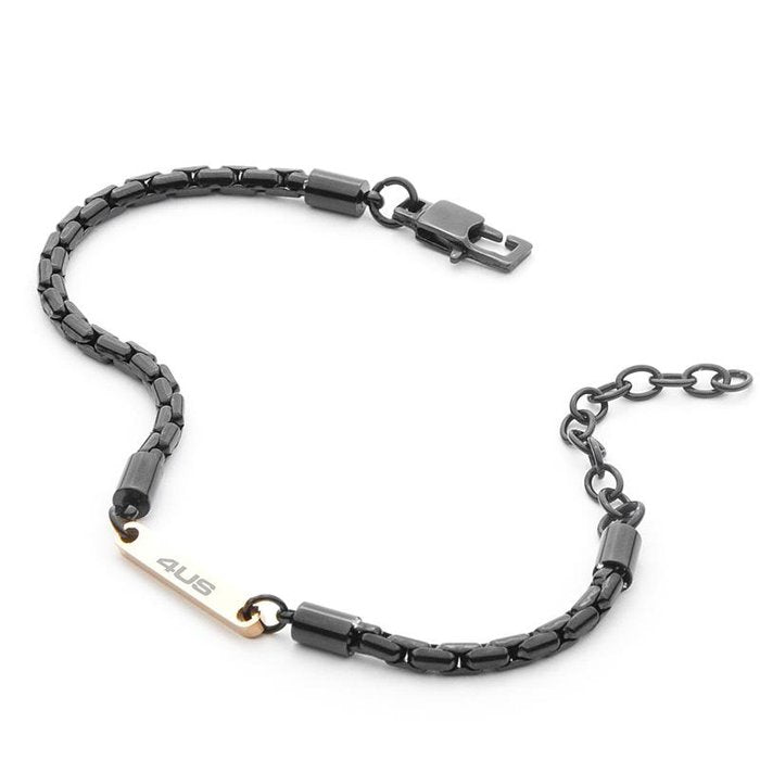 Bracciale brunito catena con inserto rosè