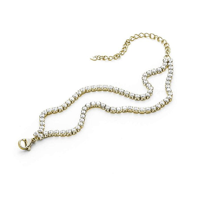 Bracciale tennis laminato doppio filo zirconi bianchi