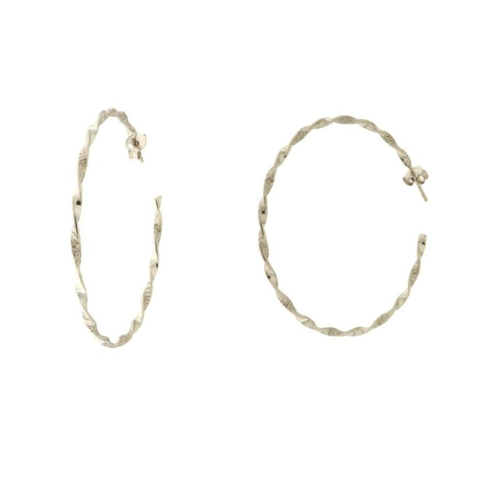 Orecchini in Argento 925 a cerchio arricciato liscio