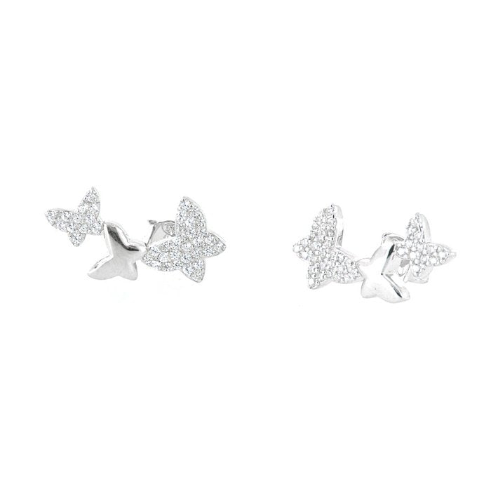 Boucles d'oreilles papillon en argent 925 avec zircons blancs