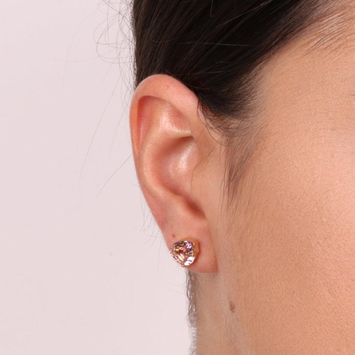 925 Silver Stud Earrings with Heart-Shaped Light Point