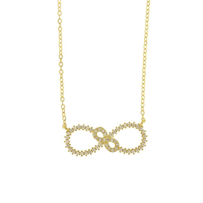 925 Silver Necklace with Infinity Embellished with White Zircons