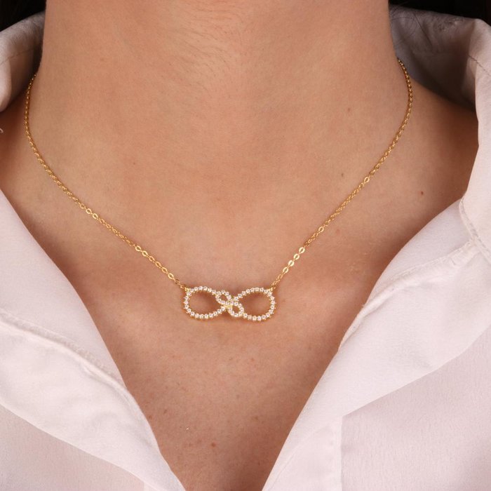 925 Silver Necklace with Infinity Embellished with White Zircons