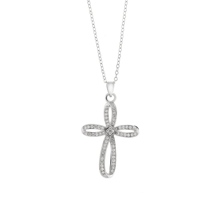 Collana in Argento 925 a forma di croce con zirconi trasparenti