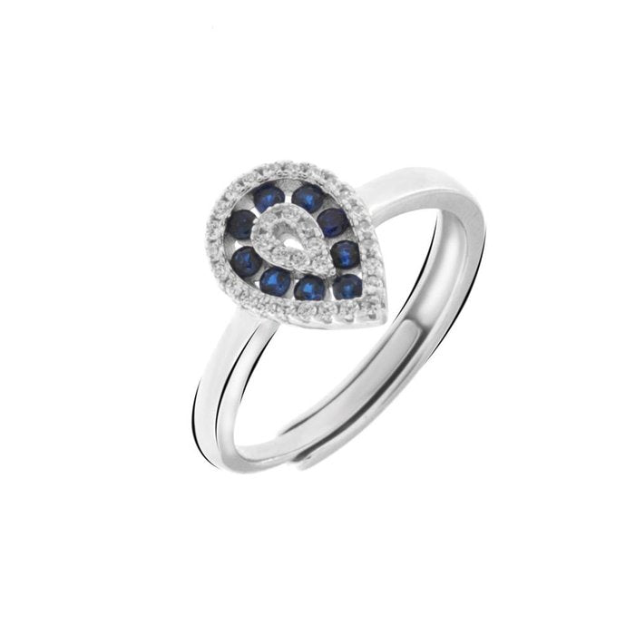 925 Silver Ring with Blue Drop-Shaped Zircon