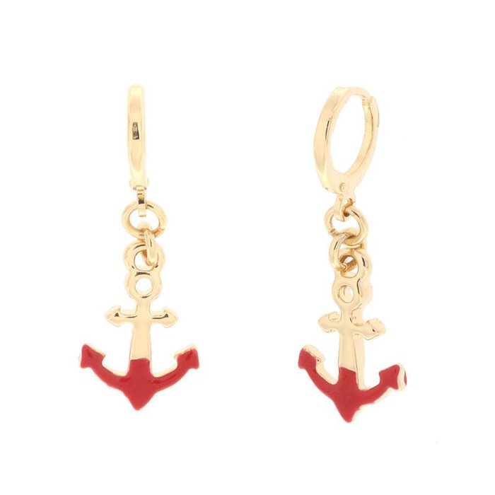 Metal earrings with anchor