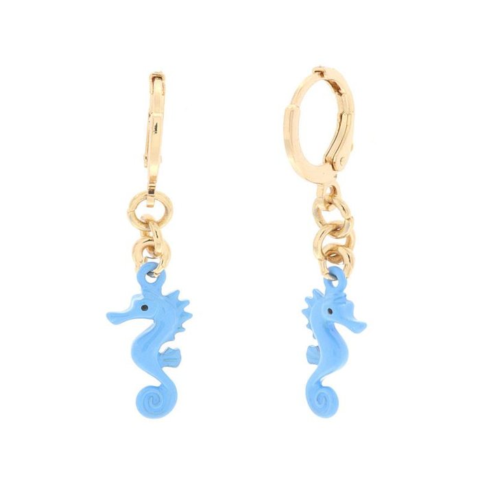 Boucles d'oreilles en métal avec pendentif hippocampe