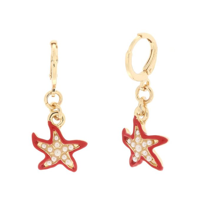 Metal earrings with starfish pendant