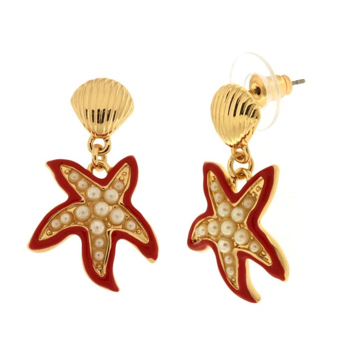 Boucles d'oreilles en métal étoile de mer rouge