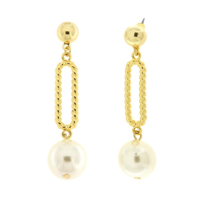 Orecchini in Metallo maxi catena e perla pendente