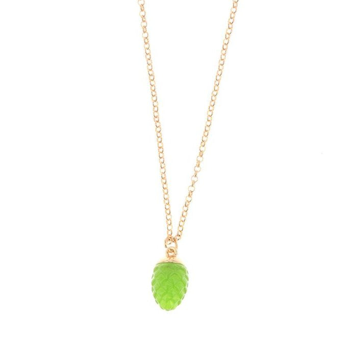 Collana in Metallo con pendente a forma di pigna portafortuna smaltata verde
