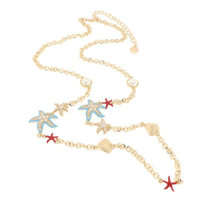 Collier en métal avec étoiles de mer et coquillages