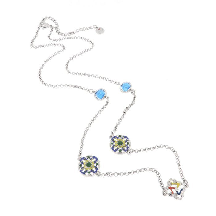 Metal Necklace with Majolica