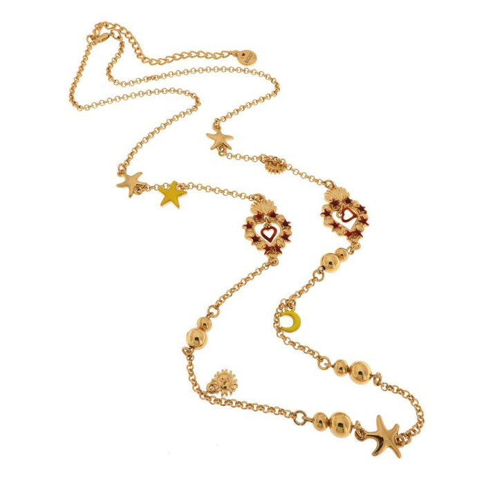 Metal Necklace with Sacred Hearts and Stars