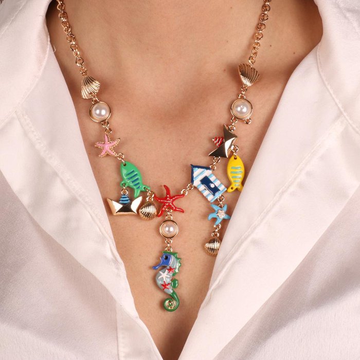 Collana in Metallo con simboli marini