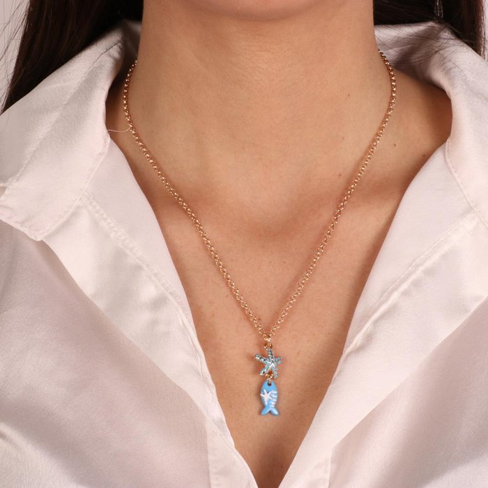 Collana in Metallo con stella marina e pesciolino